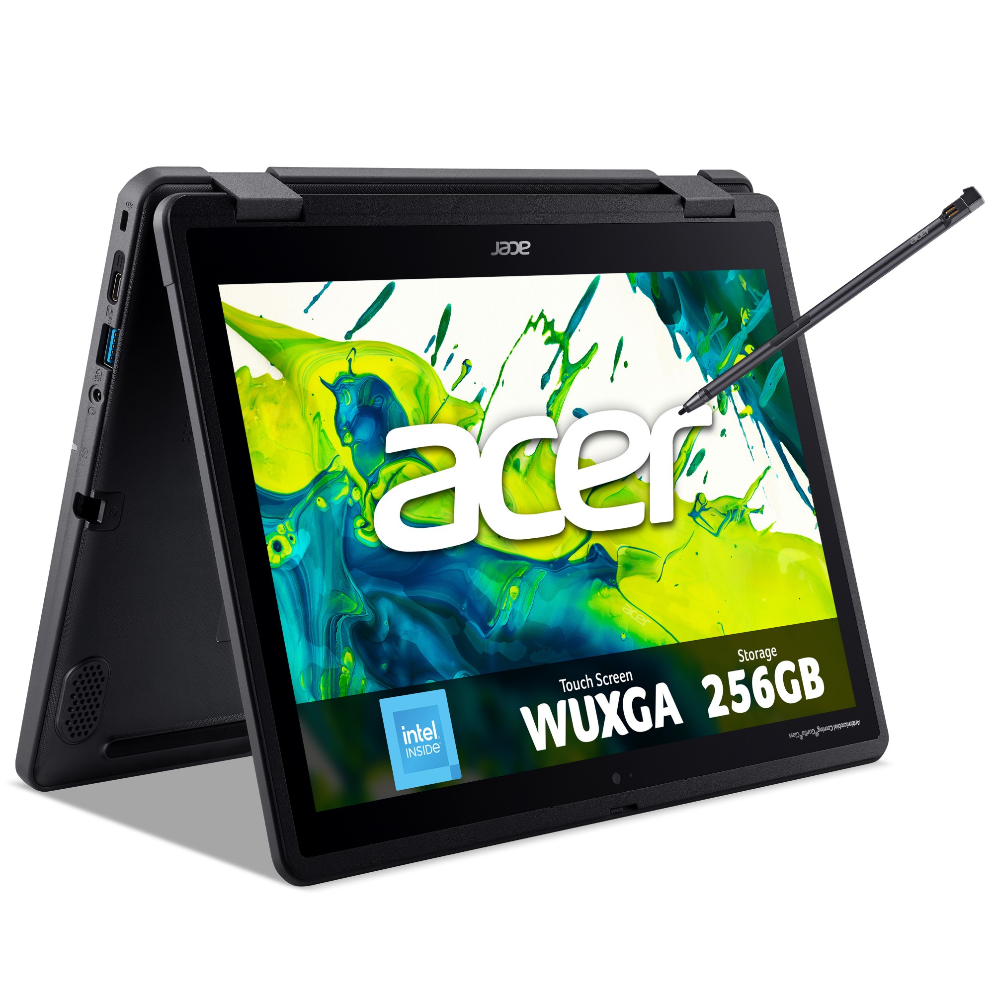 Acer TravelMate Spin B3 B3 Spin 12 convertible laptop (TMB312RN-31) - Intel N150, 8GB RAM, 256GB SSD, 12.2" WUXGA touchscreen, Windows 11 Pro Education
