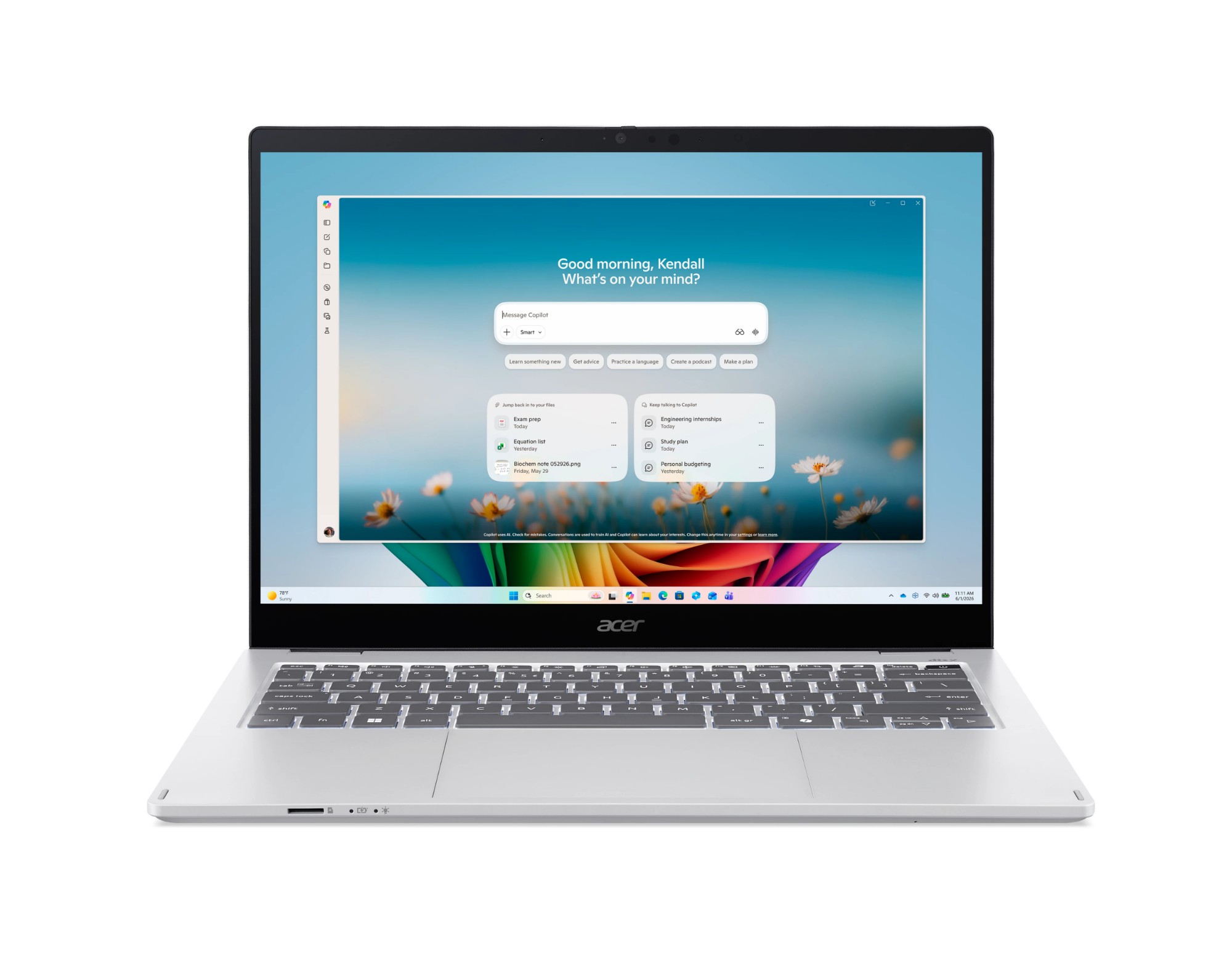 Acer Swift Spin 14 AI SFSP14-I51T-59E2 Intel Core Ultra 5 325 Hybrid (2-in-1) 35.6 cm (14") Touchscreen WUXGA 16 GB DDR5-SDRAM 512 GB SSD Wi-Fi 7 (802.11be) Windows 11 Home Silver