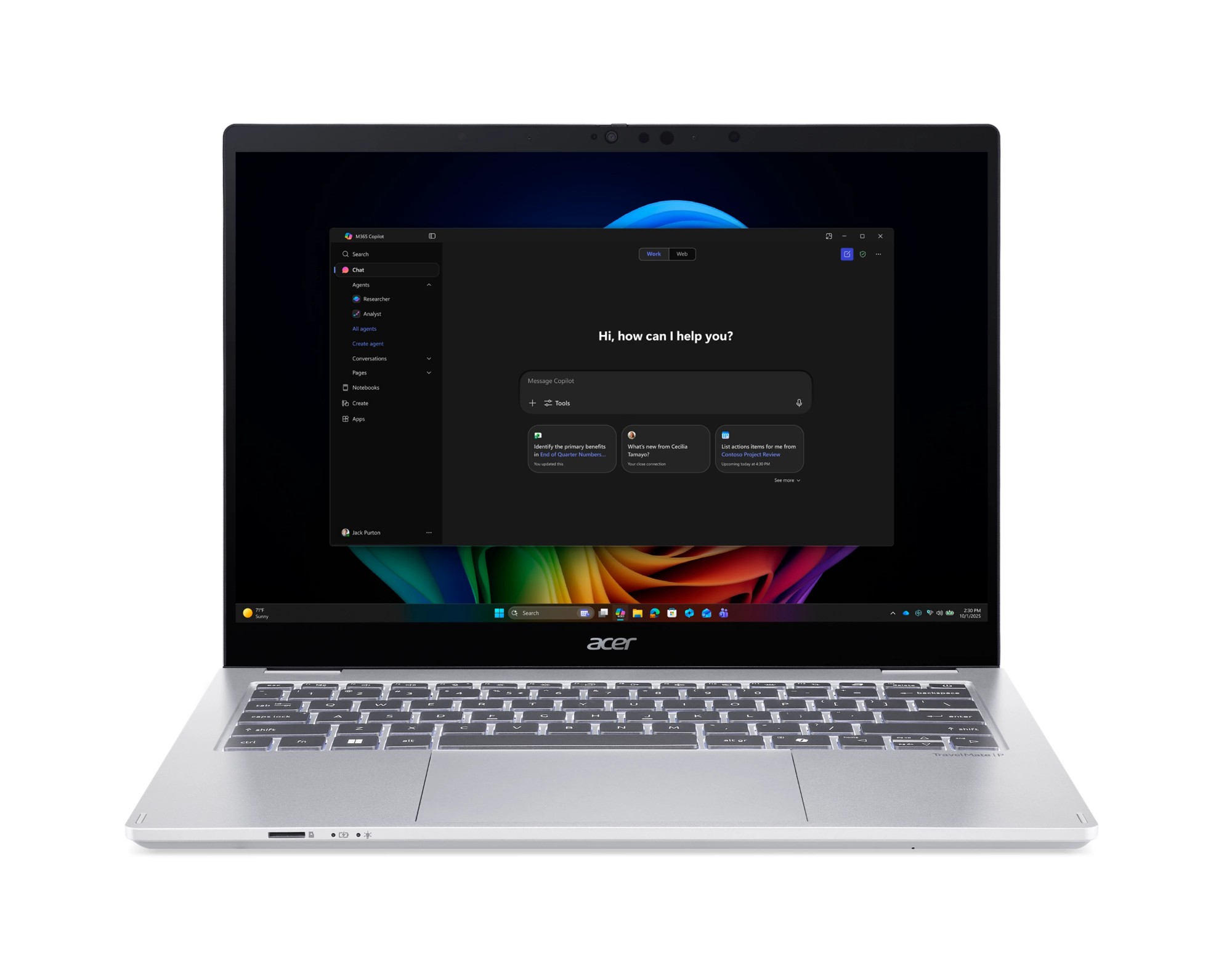 Acer TravelMate P4 Spin 14 AI TMP414RN-56-TCO-77DZ Intel Core Ultra 7 355 Hybrid (2-in-1) 35.6 cm (14") Touchscreen WQXGA+ 16 GB DDR5-SDRAM 512 GB SSD Wi-Fi 7 (802.11be) Windows 11 Pro Silver