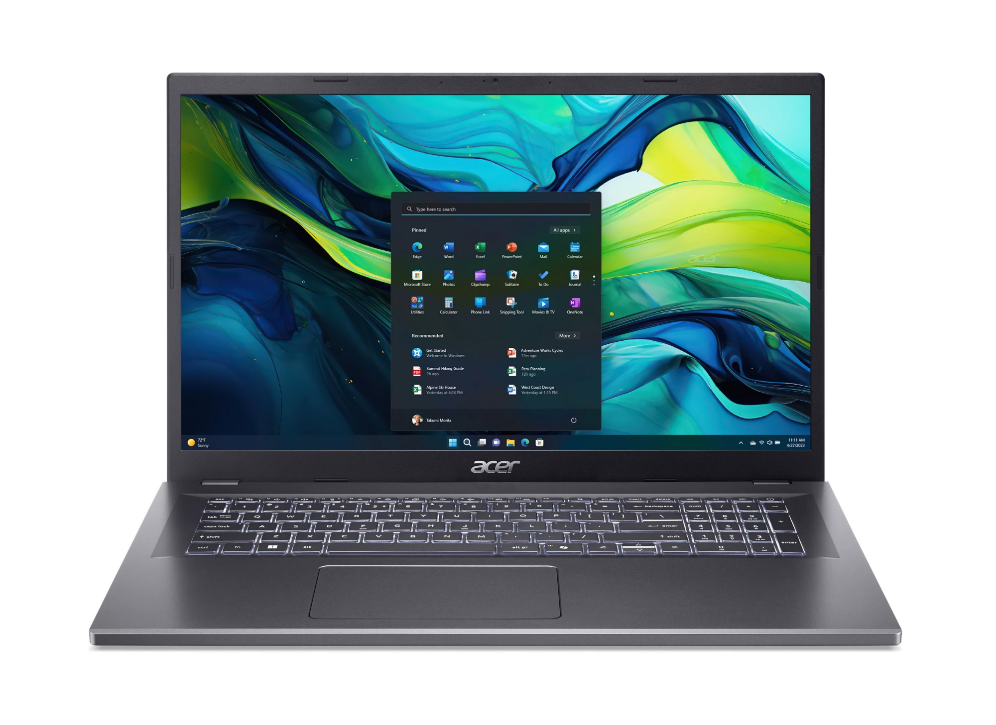 Acer Aspire 17 A17-51M-939D Intel Core 9 270H Laptop 43.9 cm (17.3") Full HD 32 GB LPDDR5x-SDRAM 512 GB SSD Wi-Fi 6E (802.11ax) Windows 11 Home Grey