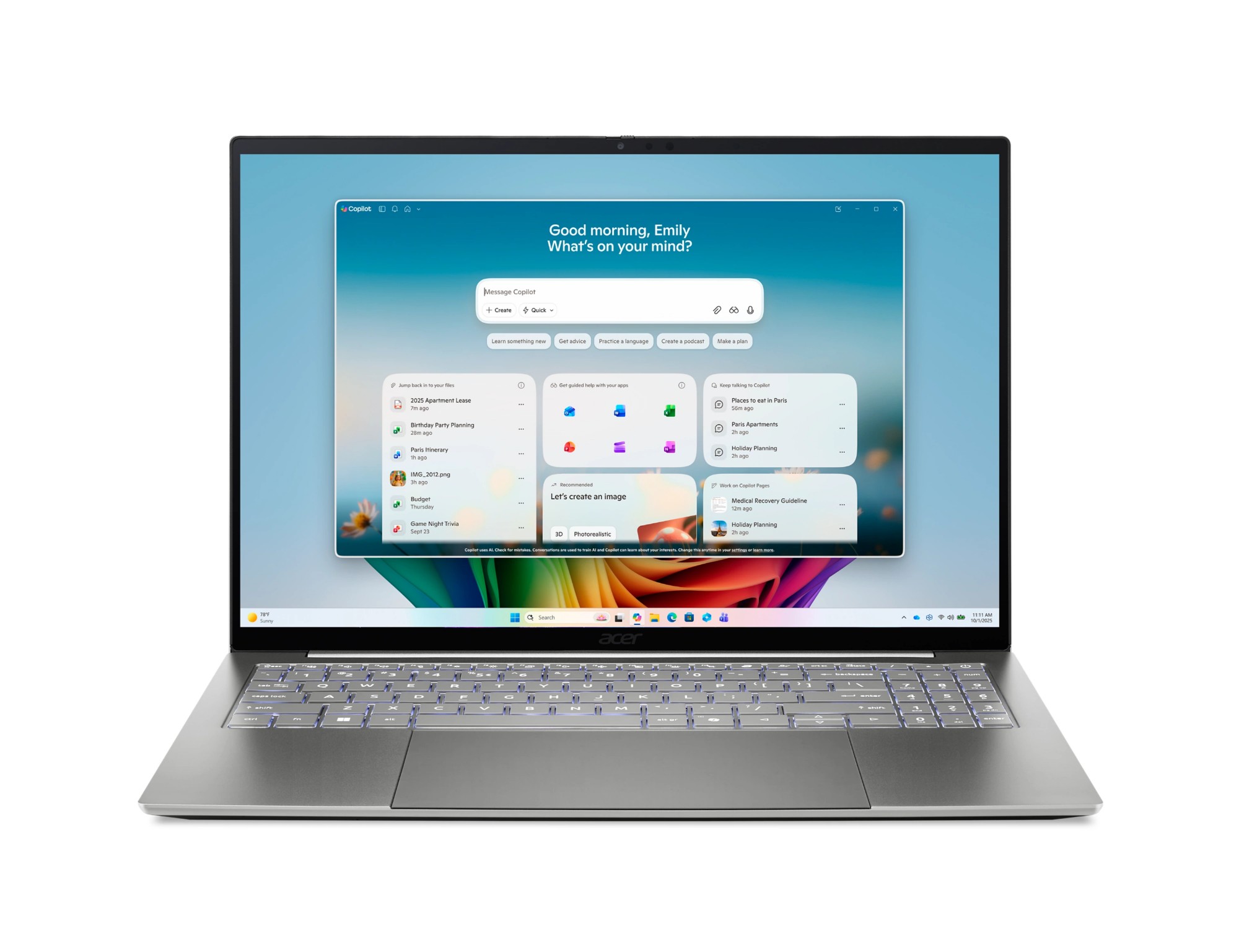 Acer Swift 16 AI SF16-71T-79NV Copilot+ PC Intel Core Ultra X7 358H Laptop 40.6 cm (16") Touchscreen WQXGA+ 16 GB LPDDR5x-SDRAM 512 GB SSD Wi-Fi 7 (802.11be) Windows 11 Home Grey