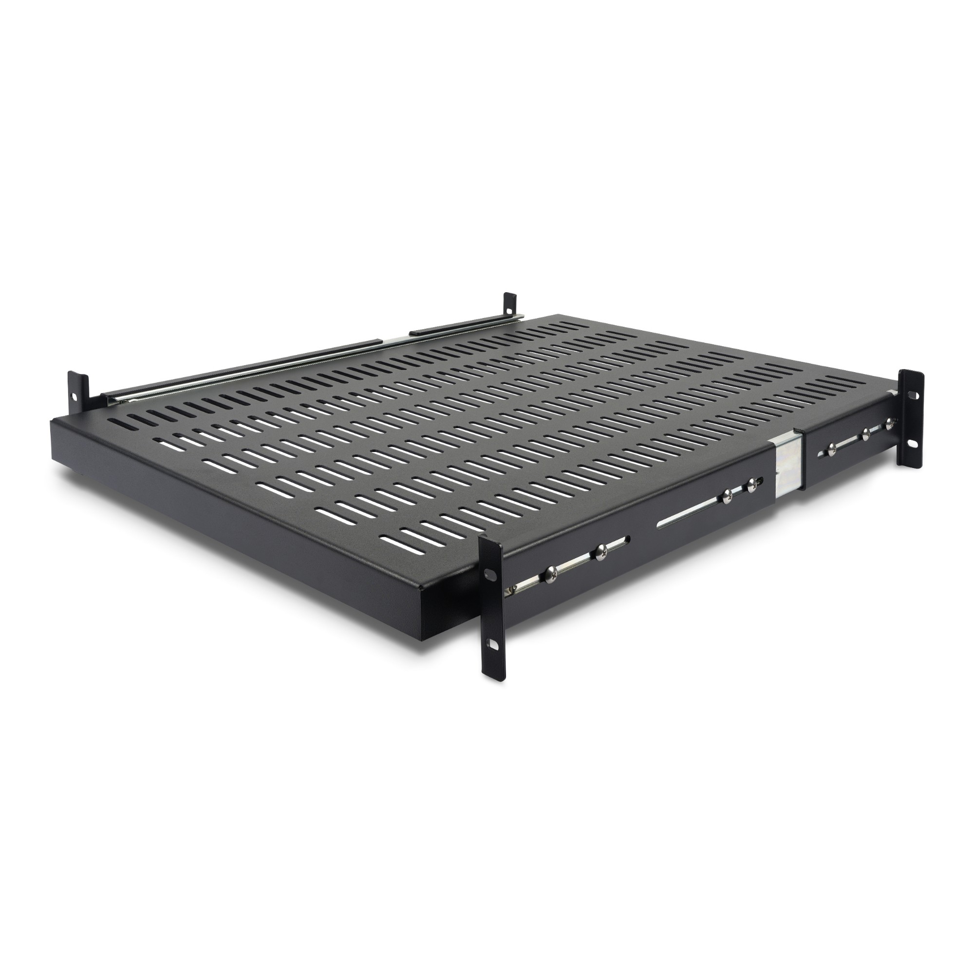 StarTech.com 2U Sliding Server Rack Mount Shelf - 20 to 30in Adjustable Mounting Depth - Vented - 50lb - Heavy Duty Universal 19” Rack Shelf for Equipment Rack - 24in Deep