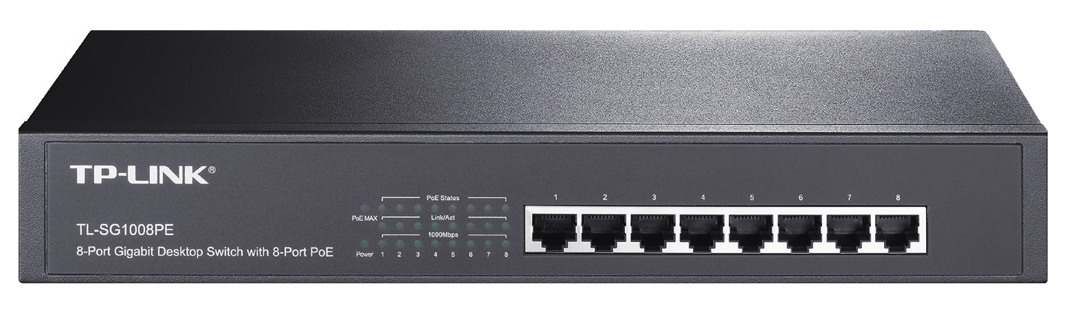 TP-Link TL-SG1008PE network switch Unmanaged L2 Gigabit Ethernet (10/100/1000) Power over Ethernet (PoE) Black