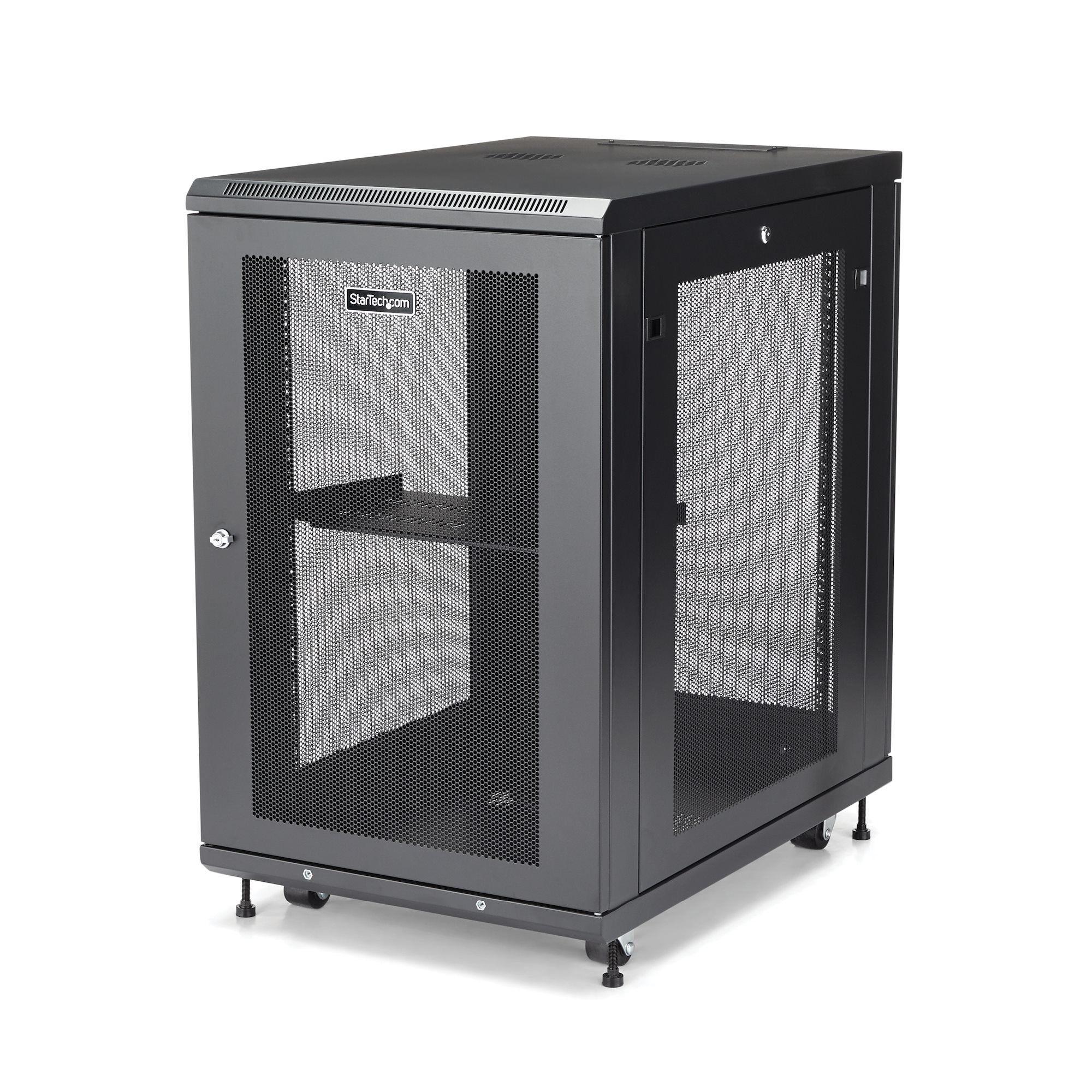StarTech.com 18U Enterprise-Grade Server Rack Cabinet Kit, 19in Enclosed 4-Post Rack with Shelf and Cable Management, 29in (75cm) Mounting Depth, 992lb (450kg) Capacity