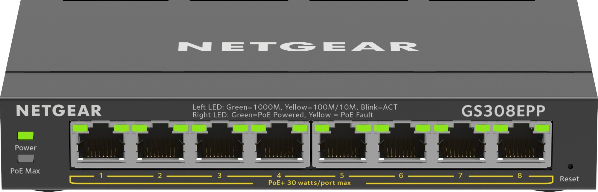 NETGEAR GS308EPP Managed L2/L3 Gigabit Ethernet (10/100/1000) Power over Ethernet (PoE) Black
