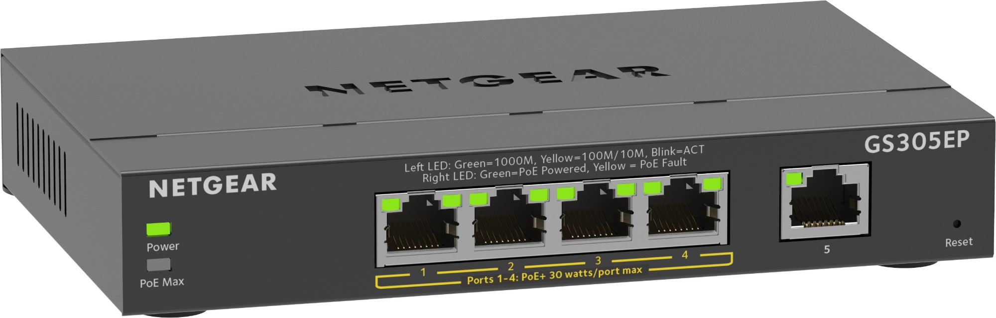 NETGEAR GS305EP Managed L2/L3 Gigabit Ethernet (10/100/1000) Power over Ethernet (PoE) Black