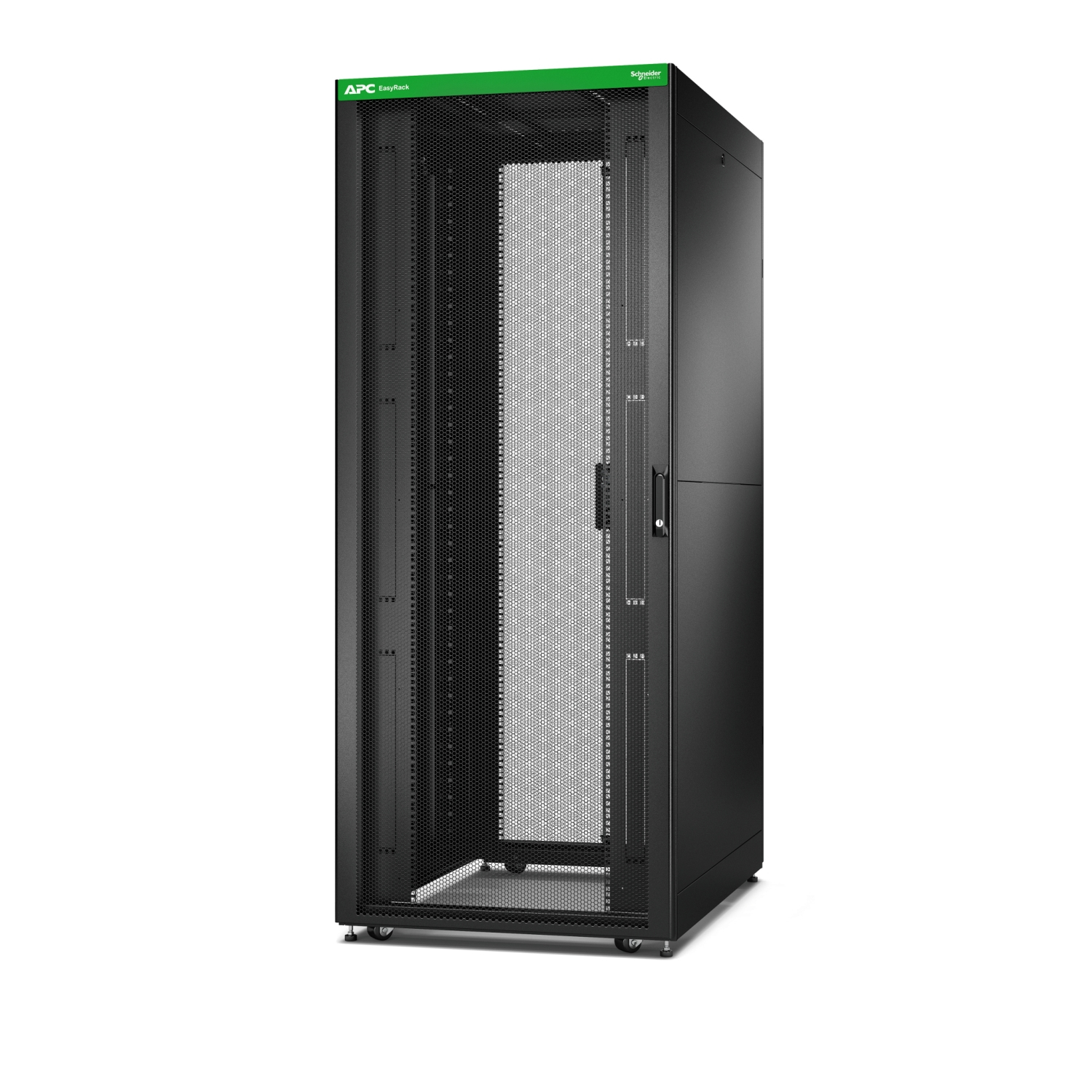APC Easy Rack, 42U, Black, With Roof, Castors, Feet, 4 Brackets, and Side Panels, No Bottom, 1991H x 800W x 1100D mm
