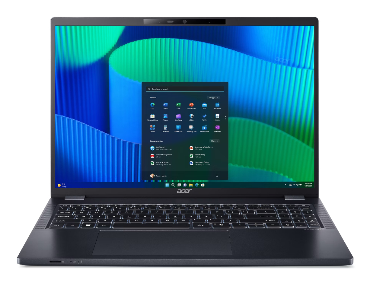 Acer TravelMate P4 TMP416-53-TCO-75UQ Intel Core Ultra 7 155U Laptop 40.6 cm (16") WUXGA 16 GB DDR5-SDRAM 512 GB SSD Wi-Fi 6 (802.11ax) Windows 11 Pro Blue