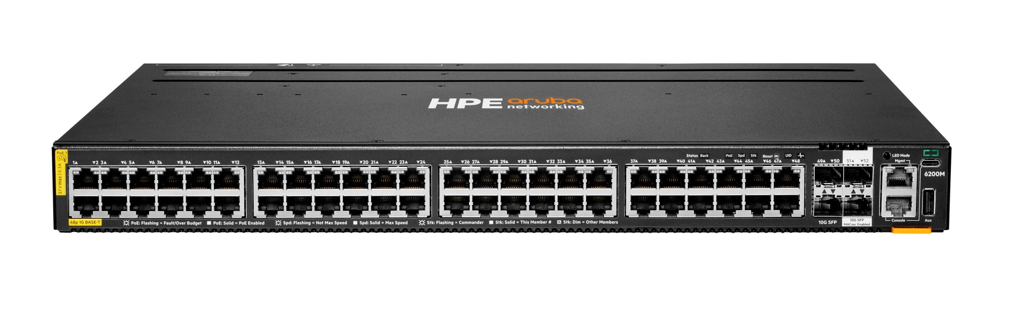 HPE Aruba Networking Networking CX6200M 48G Class4 PoE 4SFP+ Switch