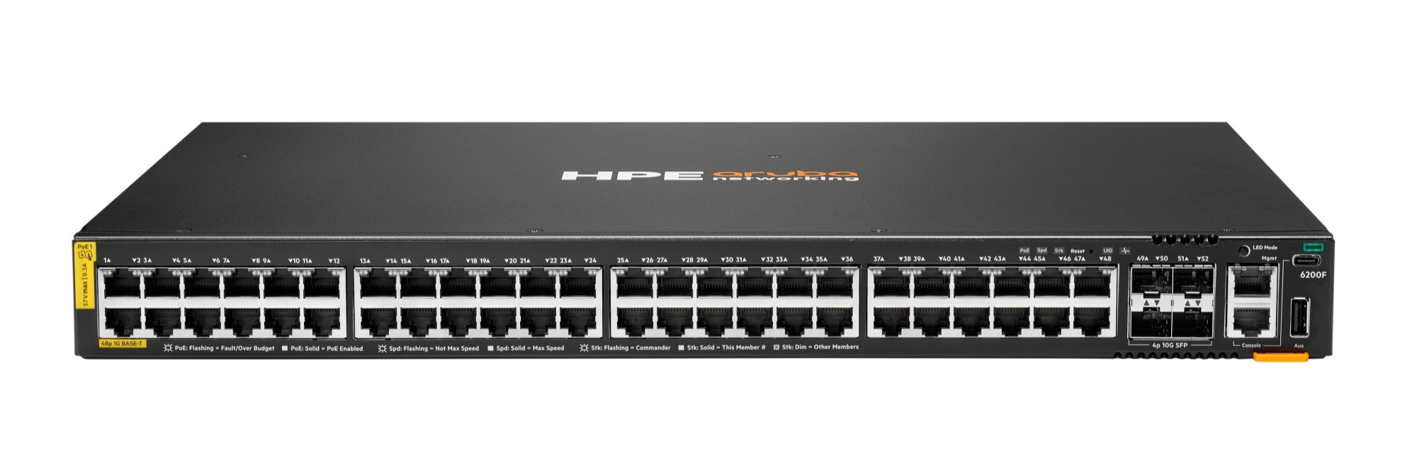 HPE Aruba Networking Networking CX6200F 48G Class-4 PoE 4SFP+ 370W Switch