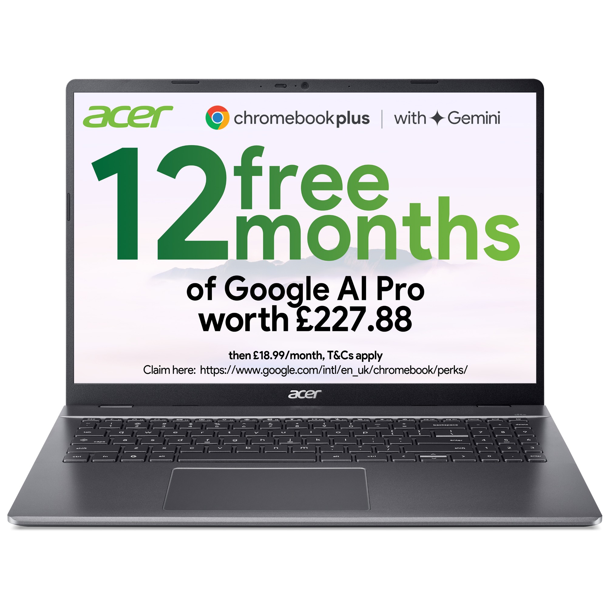 Acer Chromebook Plus 516 CB516-1H-31WM Intel Core i3-1315U 8GB RAM 128GB UFS 16" WUXGA ChromeOS Laptop - Iron Grey
