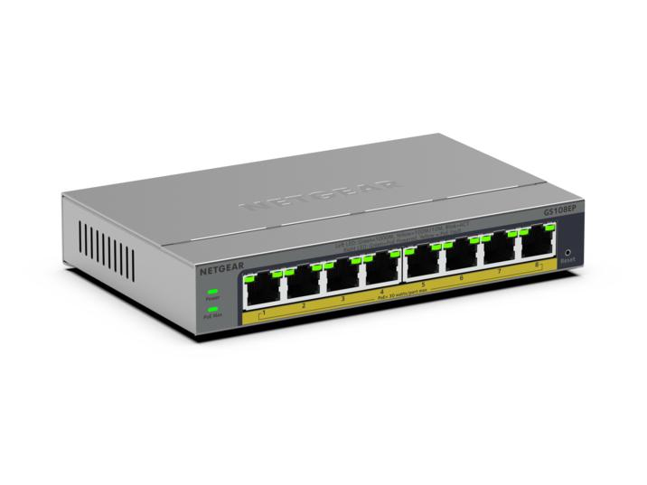 NETGEAR GS108EP Managed L2/L3 Gigabit Ethernet (10/100/1000) Power over Ethernet (PoE) 1U Grey